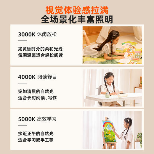 【大路灯】孩视宝立式全光谱LED儿童学生学习阅读护眼大路灯E5B-130W-RS 商品图7