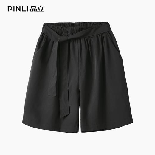 PINLI品立夏季新款男凉感冰丝宽松短裤潮牌黑色西装休闲套装V242117008 商品图5