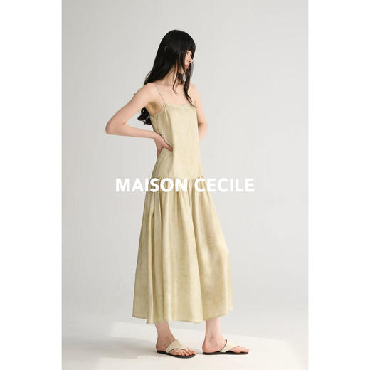 MAISON CECILE 两色印花/桑蚕丝晕染朦胧雾感浪漫飘逸吊带连衣裙 商品图4