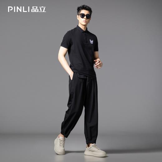 PINLI品立2025夏季新款贴布绣小狗修身POLO衫商务休闲短袖男上衣BG252112086 商品图1