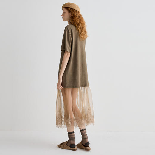 谜底连衣裙短袖女2025夏季新品休闲度假拼接宽松H型长裙252ML0614 商品图2