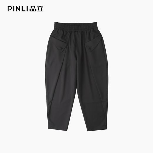 PINLI品立2025夏季新款男潮牌宽松九分裤百搭时尚黑色束脚休闲裤B252117075 商品图3
