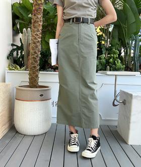 G09627#口袋纽扣半裙