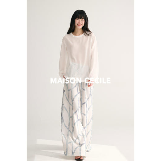 MAISON CECILE独家印花/100%桑蚕丝轻薄飘逸垂荡感透气慵懒阔腿裤 商品图2