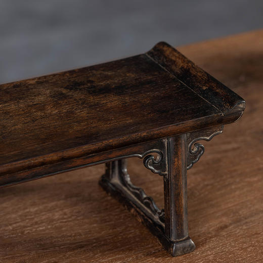 清	黄花梨夹头榫如意云纹一块玉翘头案中案摆件 商品图3