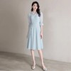 IWY/网纱拼接蓝色衬衫连衣裙轻职业装高端精致工作服女夏季Q1366 商品缩略图0