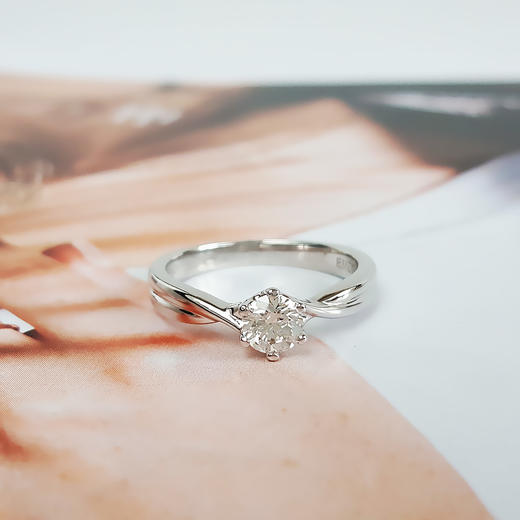 【天然正品】ENZO AU750白金时尚经典款六爪0.34克拉钻石戒指F-VVS1-2EX-VG 13号（戒圈可改）女士现售价：4680！160425TJ09 商品图4