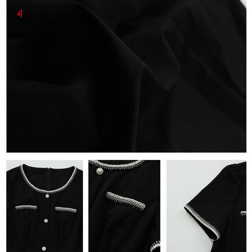 司歌弹力小香风连衣裙圆领短袖A911160X 商品图2