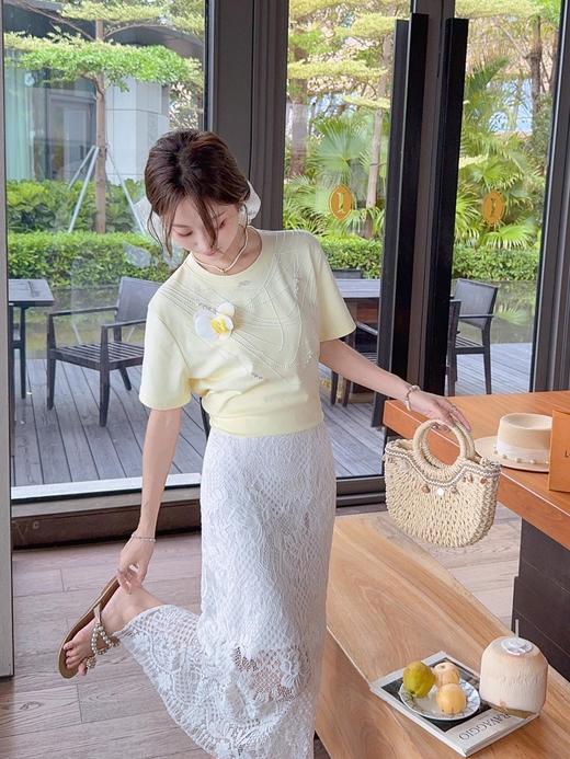 张心子【初夏生花】烫钻项链短袖T恤 U2504089 商品图12