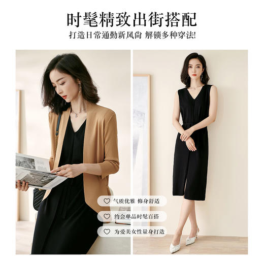 “呼吸感”云南木纤维开衫 七分袖百搭空调衫 透气舒适 亲肤吸湿 外搭七分袖针织开衫不规则外套女0944 商品图5