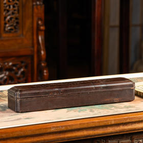 清	紫檀委角诗文盖盒