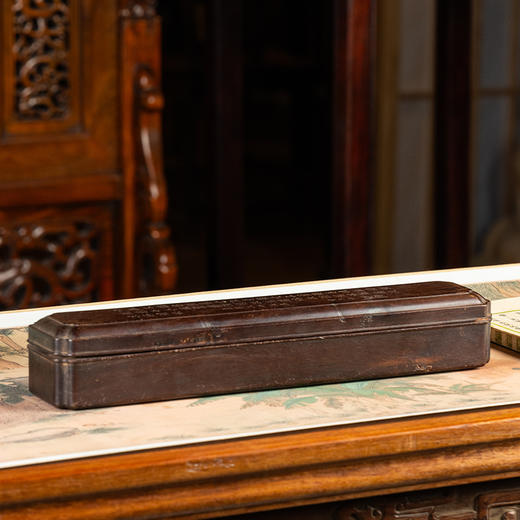 清	紫檀委角诗文盖盒 商品图0