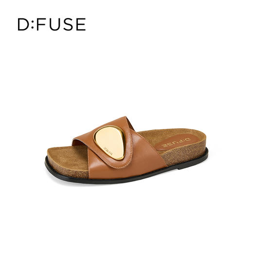 Dfuse迪芙斯2025夏季新款复古拖鞋金属扣一字带勃肯鞋凉拖女鞋DFD2110056 商品图7