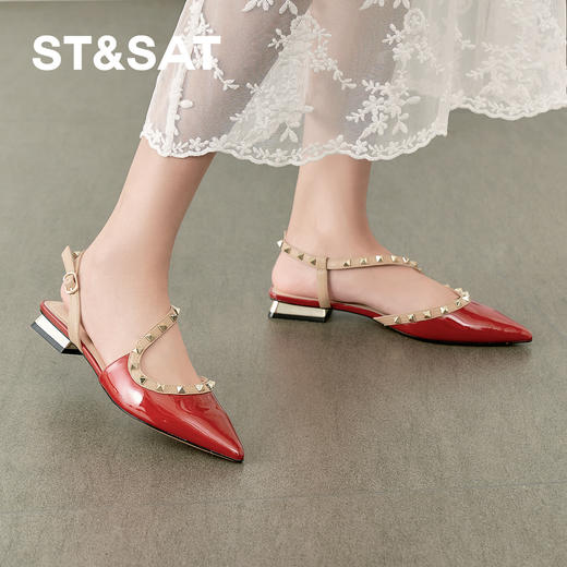 【铆钉系列】星期六时尚尖头中后空凉鞋SSD1114225 商品图4