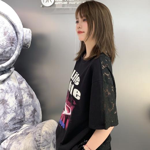 NC圆领印图案蕾丝短袖T恤50422（黑）夏季152111100321 商品图2