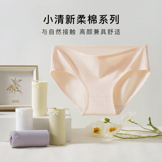 【5条装】亲肤纯棉抑菌底裆内裤女轻柔舒适高弹不勒三角内裤1160#花季少女内裤 商品图1