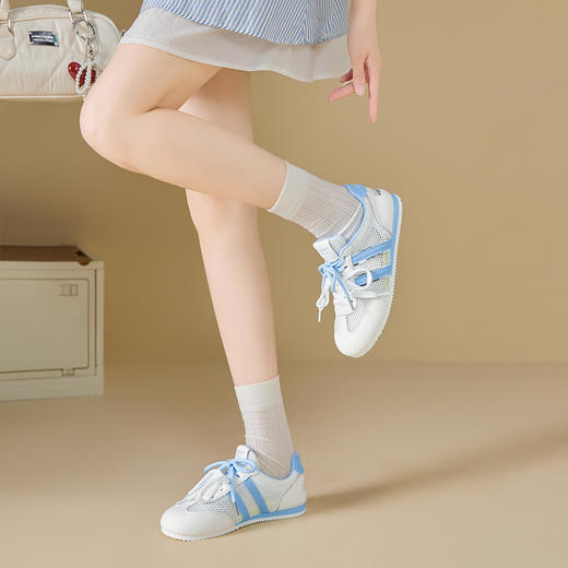 西遇夏季网面德训鞋女新款百搭平底小白鞋透气轻便薄底运动鞋K1256837 商品图2