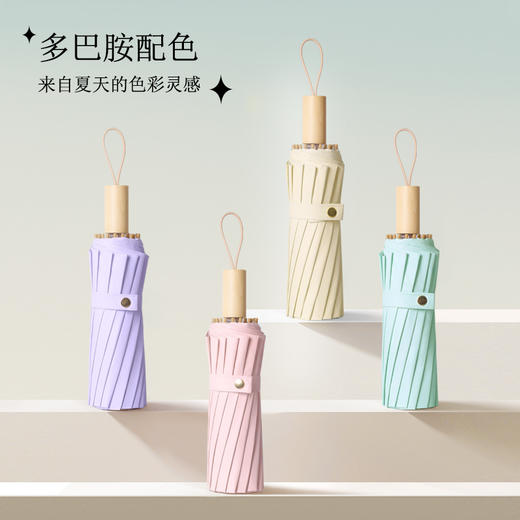 下单就送同色系手提袋！【恒鼎  新中式16骨晴雨两用彩胶伞】12色可选，16骨支架，实木手柄，防雨扛风，夏日的诗意雨伞。 商品图5