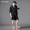 PINLI品立夏季新款男凉感冰丝宽松短裤潮牌黑色西装休闲套装V242117008 商品缩略图1