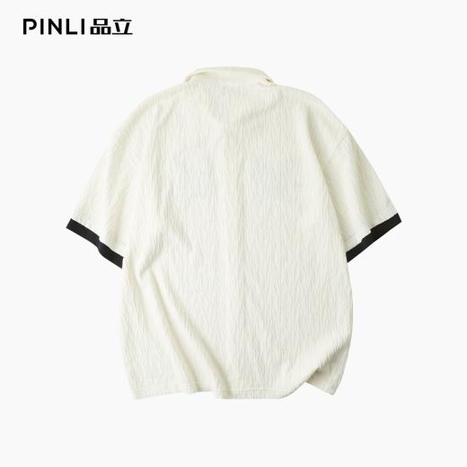 PINLI品立2025夏季新款双鸟贴布绣针织衬衫男士潮牌宽松短袖衬衣B252113063 商品图1