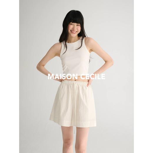 MAISON CECILE 松弛立体条纹肌理感圆领廓形衬衫/松紧腰短裤/长裤 商品图2