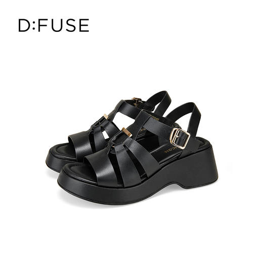 Dfuse迪芙斯2025夏季新款坡跟镂空罗马凉鞋增高厚底外穿女鞋DFD2115100 商品图12