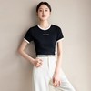 IWY/六色可选舒适感凉爽针织短袖T恤女弹力修身上衣百搭休闲打底衫夏季J25T001 商品缩略图1