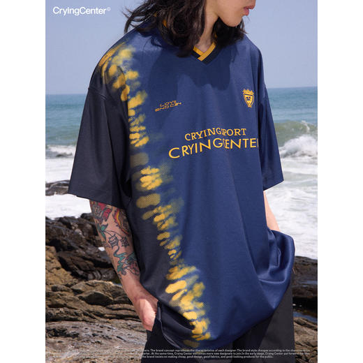CryingCenter 扎染撞色v领球衣短袖t恤 哭喊中心 商品图7