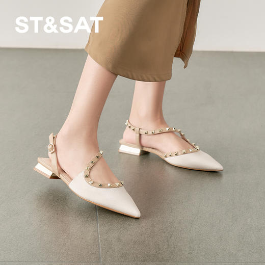 【铆钉系列】星期六时尚尖头中后空凉鞋SSD1114225 商品图1