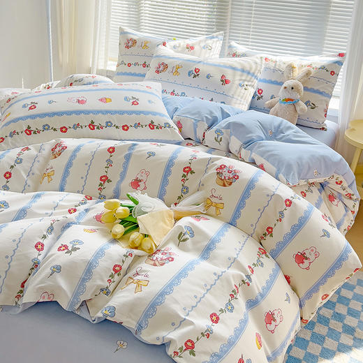 自然醒居家ins风纯棉被套单件100全棉床单床笠床裙150x200单人儿童卡通1.5被罩200x230被单枕套NH151 商品图7