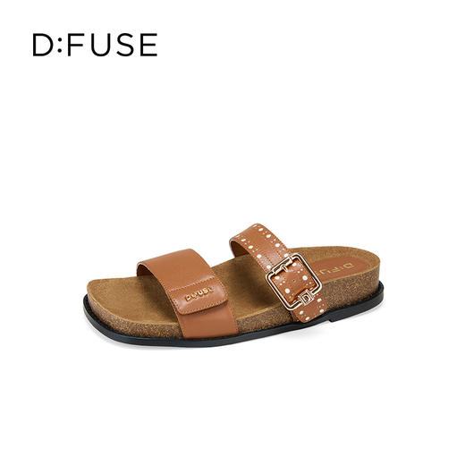 Dfuse迪芙斯2025夏季新款复古拖鞋布洛克勃肯鞋双条带凉拖女鞋DFD2110055 商品图6