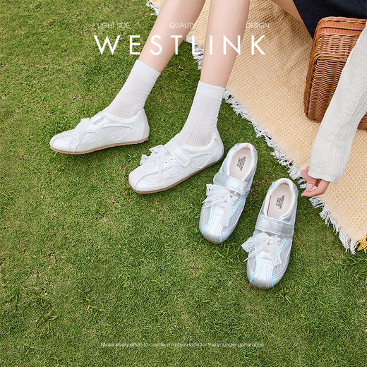 西遇芭蕾德训鞋女款新款夏季复古蕾丝网面透气女鞋银色休闲鞋Y0056735 商品图0
