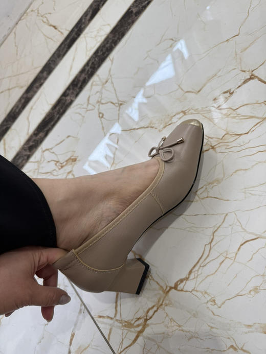 515-5 烘干 拼接鞋头 蝴蝶结 羊皮面 5cm锲型粗跟 暴走单鞋 号很足 我穿36 商品图14