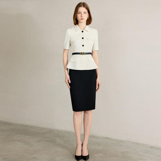 IWY/高端职业西装套装女夏季薄款短袖正装两件套商务主持装CS2255 商品图0