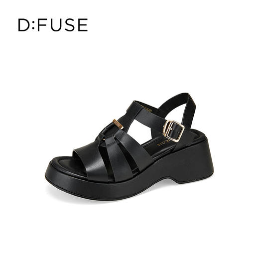 Dfuse迪芙斯2025夏季新款坡跟镂空罗马凉鞋增高厚底外穿女鞋DFD2115100 商品图11