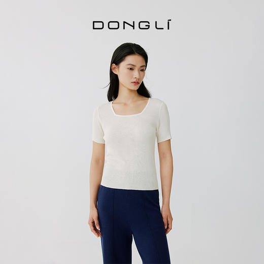 东黎 • 岛屿假日—万能公式 桑蚕丝山羊绒女士春夏精纺方领女短袖 4080 商品图3
