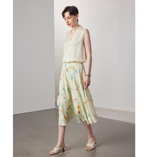 「自」全新升级【铂金会员367/天猫489/差价122】(02018)洛诗琳真丝印花半裙2025夏季百搭双绉印花桑蚕丝半身裙女 商品图2