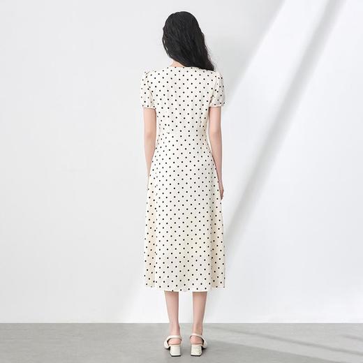 「高货wl」全新升级【铂金会员339/天猫459/差价120】(00107)洛诗琳高级感波点泡泡袖法式提花缎面蕾丝花边垂感连衣裙 商品图1