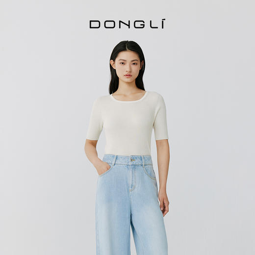 东黎 • 岛屿假日-万能公式 桑蚕丝山羊绒全成型圆领半袖 4549 商品图5