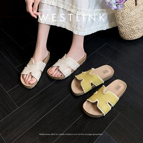 西遇平底凉拖鞋女夏季新款一脚蹬配裙子凉鞋软底外穿勃肯拖鞋V1156788