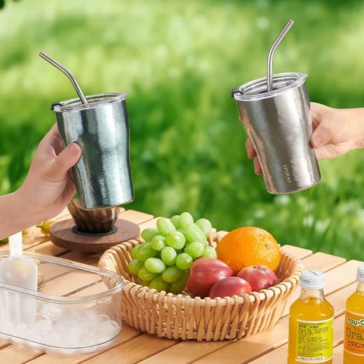 日本 EPORAS 八奈司 纯钛保冷保温杯高颜值咖啡 便携吸管杯 380ml 新品上新 商品图3