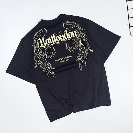 BOY2025新款烫金老鹰天使翅膀图案字母印花休闲情侣短袖 商品图2