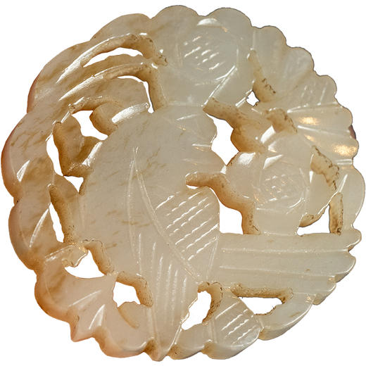 清	玉透雕花鸟纹圆牌挂饰 商品图5