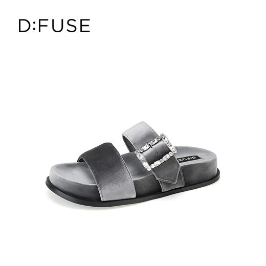 Dfuse迪芙斯2025夏季新款丝绒钻扣拖鞋厚底外穿博肯鞋凉拖DFD2110130 商品图11