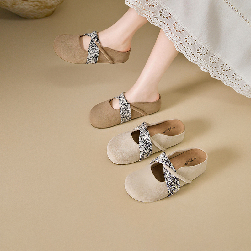 西遇厚底勃肯鞋女新款法式仙女风外穿拖鞋内增高包头半拖K1156813