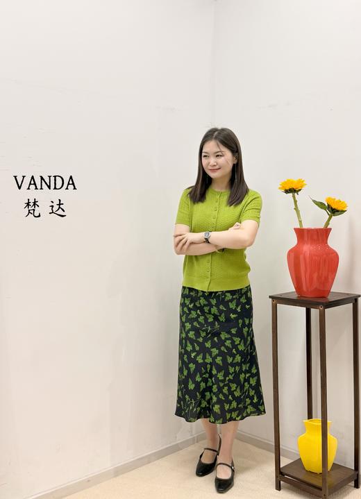 绿色印花桑蚕丝半裙 商品图1