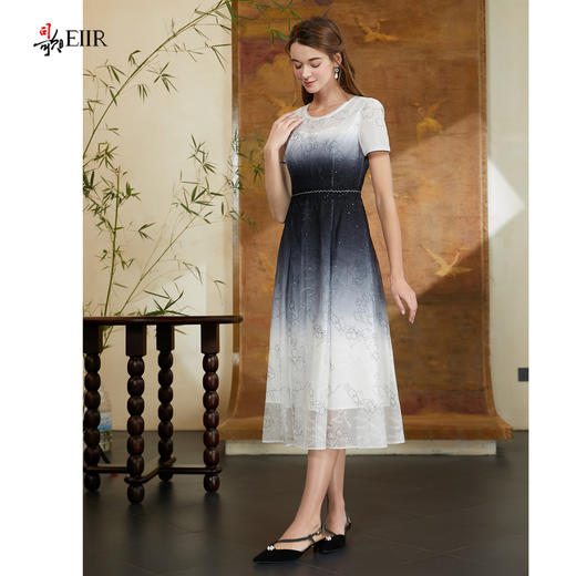 司歌蕾丝渐变连衣裙中长短袖裙A911018X 商品图4