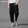 PINLI品立2025夏季新款男潮牌宽松九分裤百搭时尚黑色束脚休闲裤B252117075 商品缩略图0