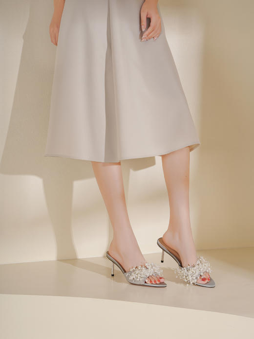 Westory2025年夏季高跟尖头珍珠凉拖鞋W25BJ62761 商品图7