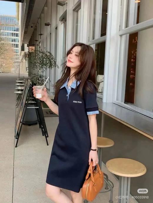 miumi*|缪 明星同款25ss 蓝色格纹polo连衣裙 商品图2